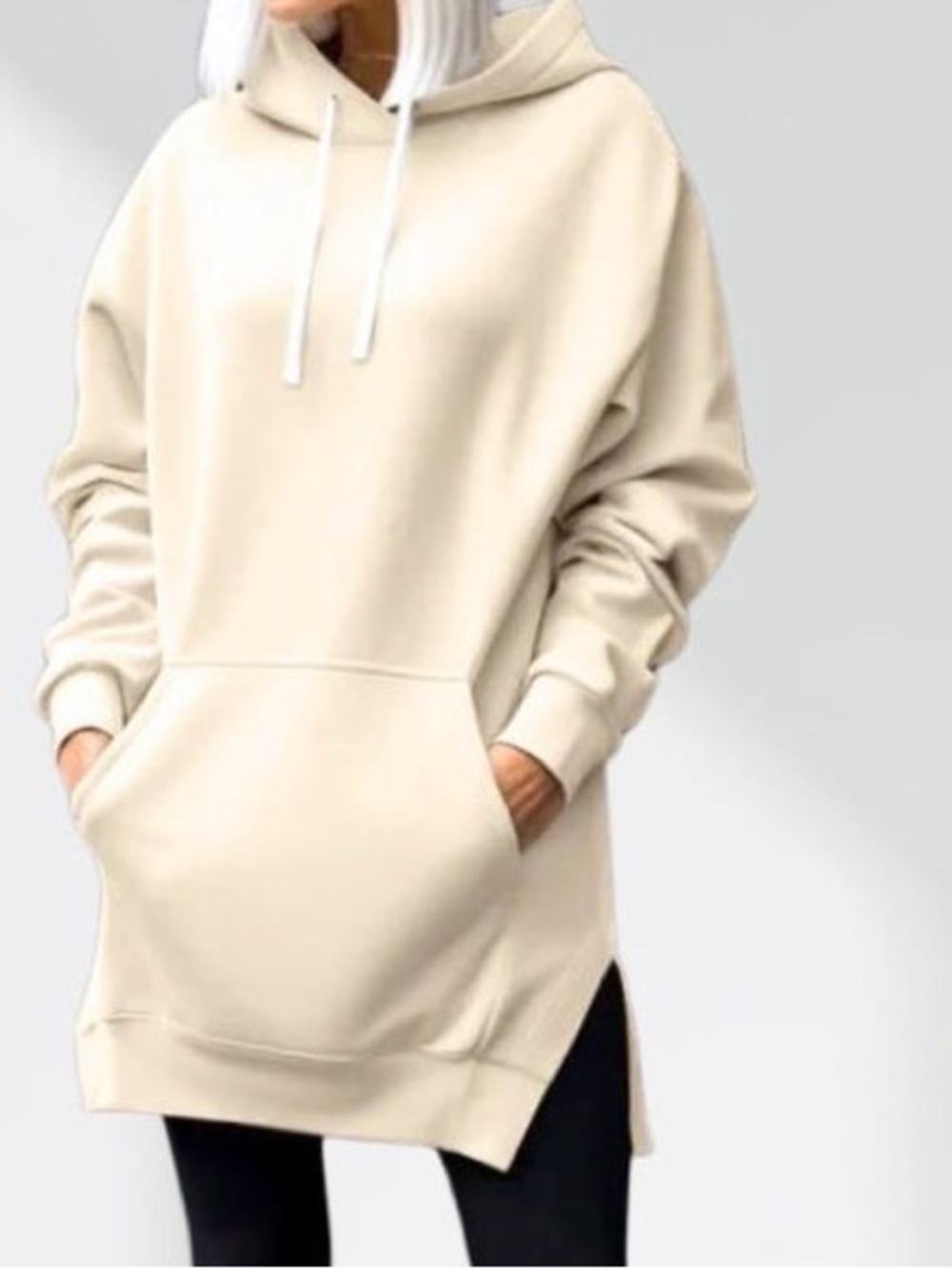 The Warmy Womens Cream Oversized Hoodie Dress with Kangaroo Pocket S New in Bag
